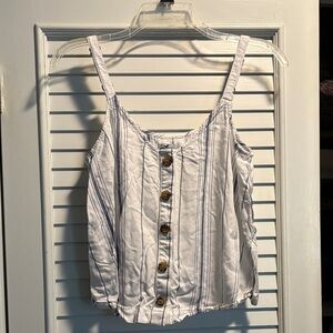 Hollister Blue and White Striped Viscose Camisole Top Size Small